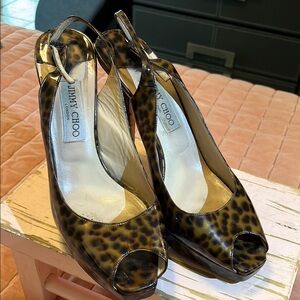 Jimmy Choo Animal Print Peep Toe Heels